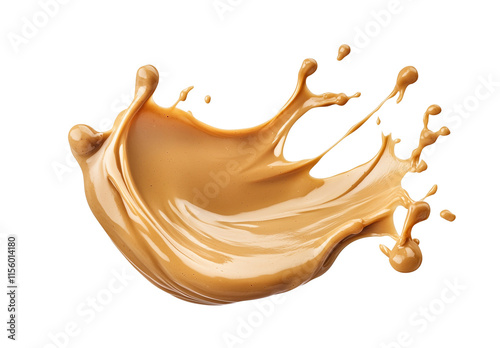 Peanut Butter Splash Isolated on White and Transparent Background