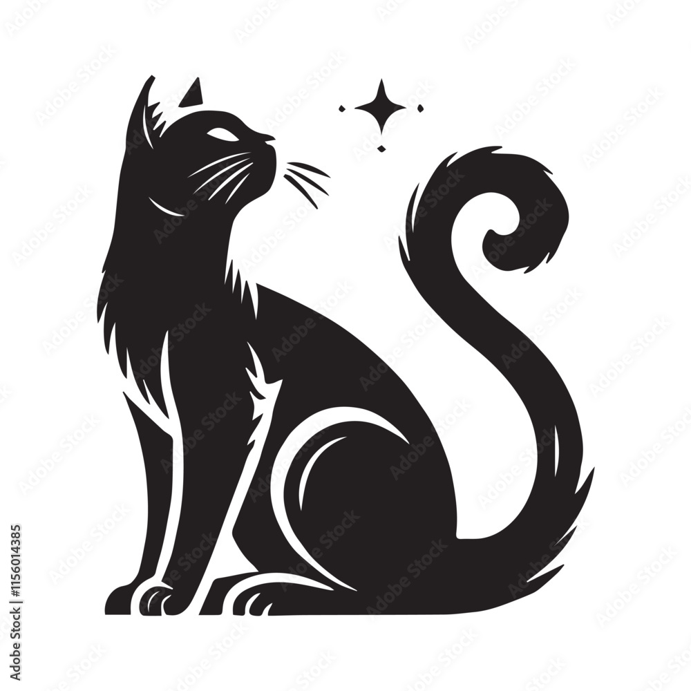 Obraz premium Silhouette of a cat on white background