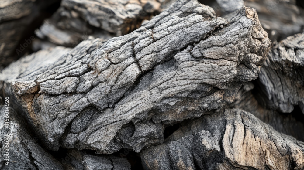 Textured Charcoal Wood Pieces in a Piled Arrangement Textured Charcoal Wood Pieces in a Piled Arrangement