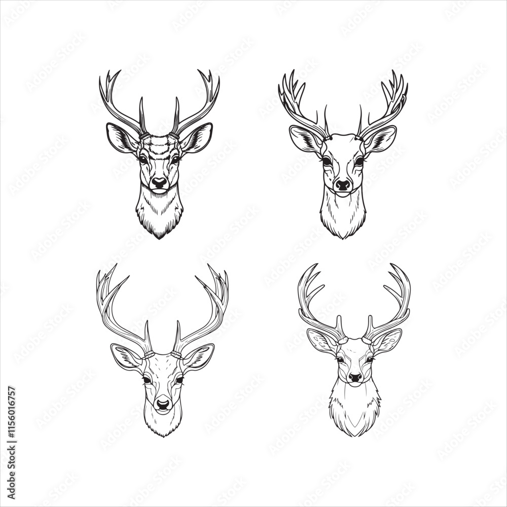 Deer head line art vector design 1 Deer head line art vector design 1