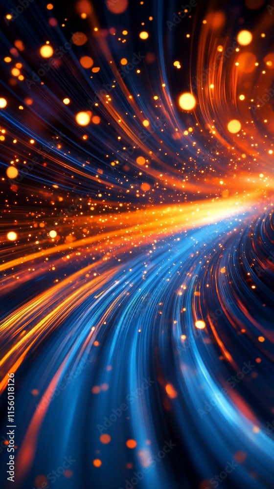 Obraz premium Swirling blue and orange light patterns creating a mesmerizing abstract design