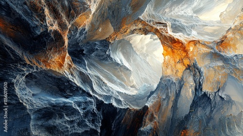 Wallpaper Mural A mesmerizing abstract landscape featuring swirling textures and dynamic colors, resembling a natural cave or cosmic formation. Torontodigital.ca