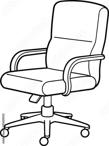 Editable Office Chair Outline Vector Graphic
