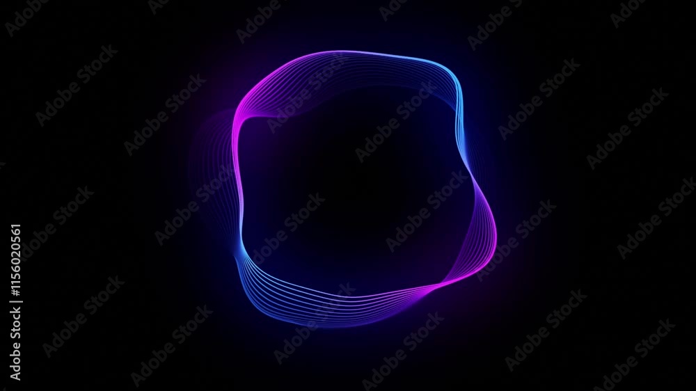 Neon futuristic Artificial Intelligence background of abstract gradient glowing lines. Virtual AI assistant and voice assistant concept. Audio waveform visualization, audio spectrum. Big data. 4k loop