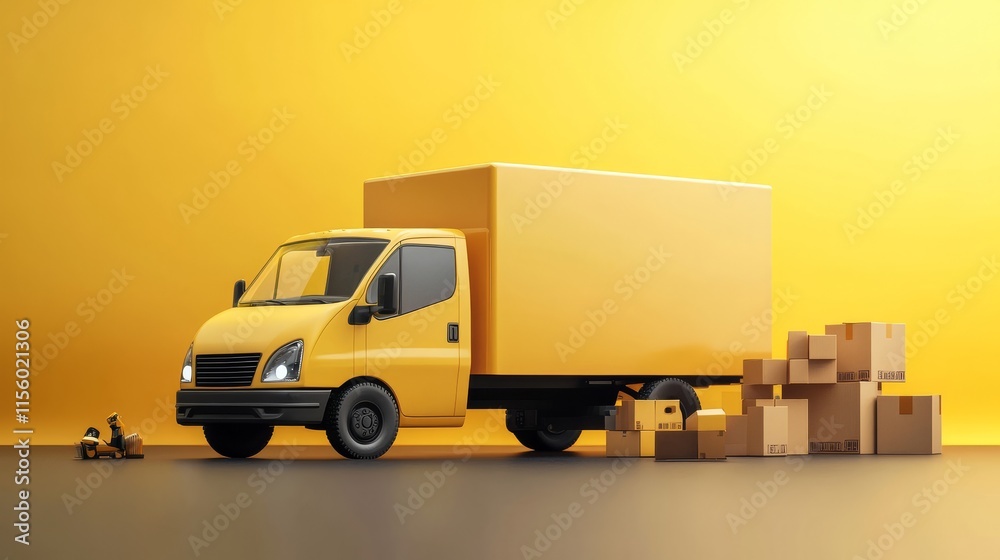 Mobile warehouse.Application Check delivery on mobile. Arrange the goods on the delivery truck. Online delivery transport logistic service concept.