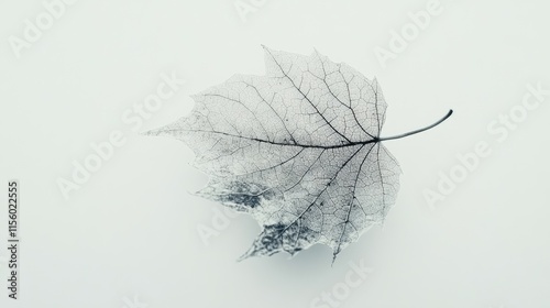 Intricate Frosted Maple Leaf on Soft White Background