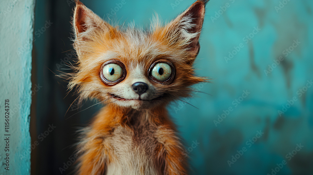 Funny Ginger Fox with Wide Round Eyes Expressing Surprise in a Whimsical Close-Up Portrait Funny Ginger Fox with Wide Round Eyes Expressing Surprise in a Whimsical Close-Up Portrait