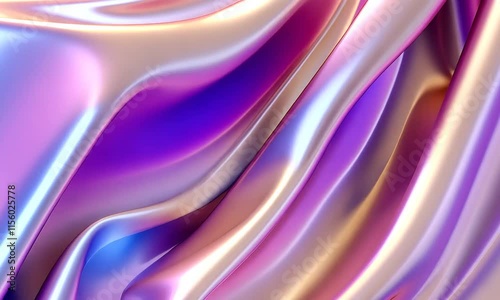 Abstract background features fluid metallic silk with dynamic wavy effects