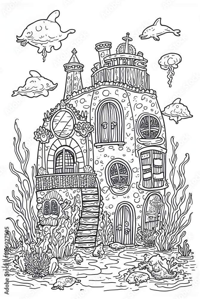 Fototapeta premium Houses, Animals, Professions coloring pages 