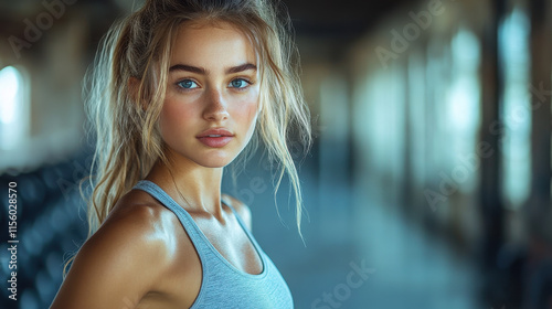 Active Lifestyle - Young Woman Exercising in Gym with Modern Style