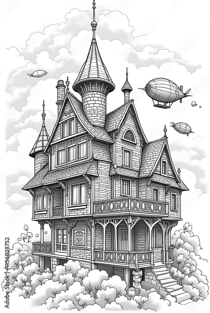Fototapeta premium Professions, Animals, Houses coloring pages