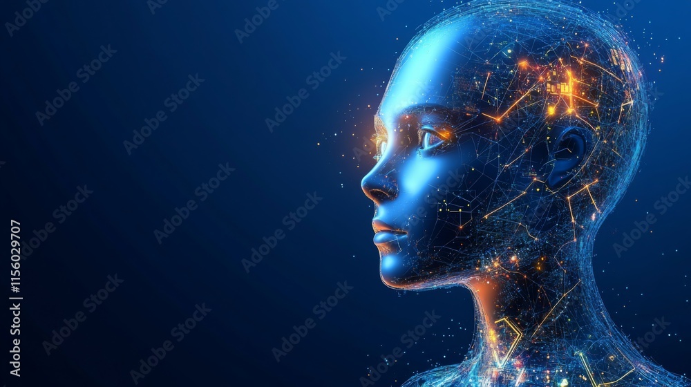 Vibrant High-Tech Portrait with Soft Light Elements Vibrant High-Tech Portrait with Soft Light Elements
