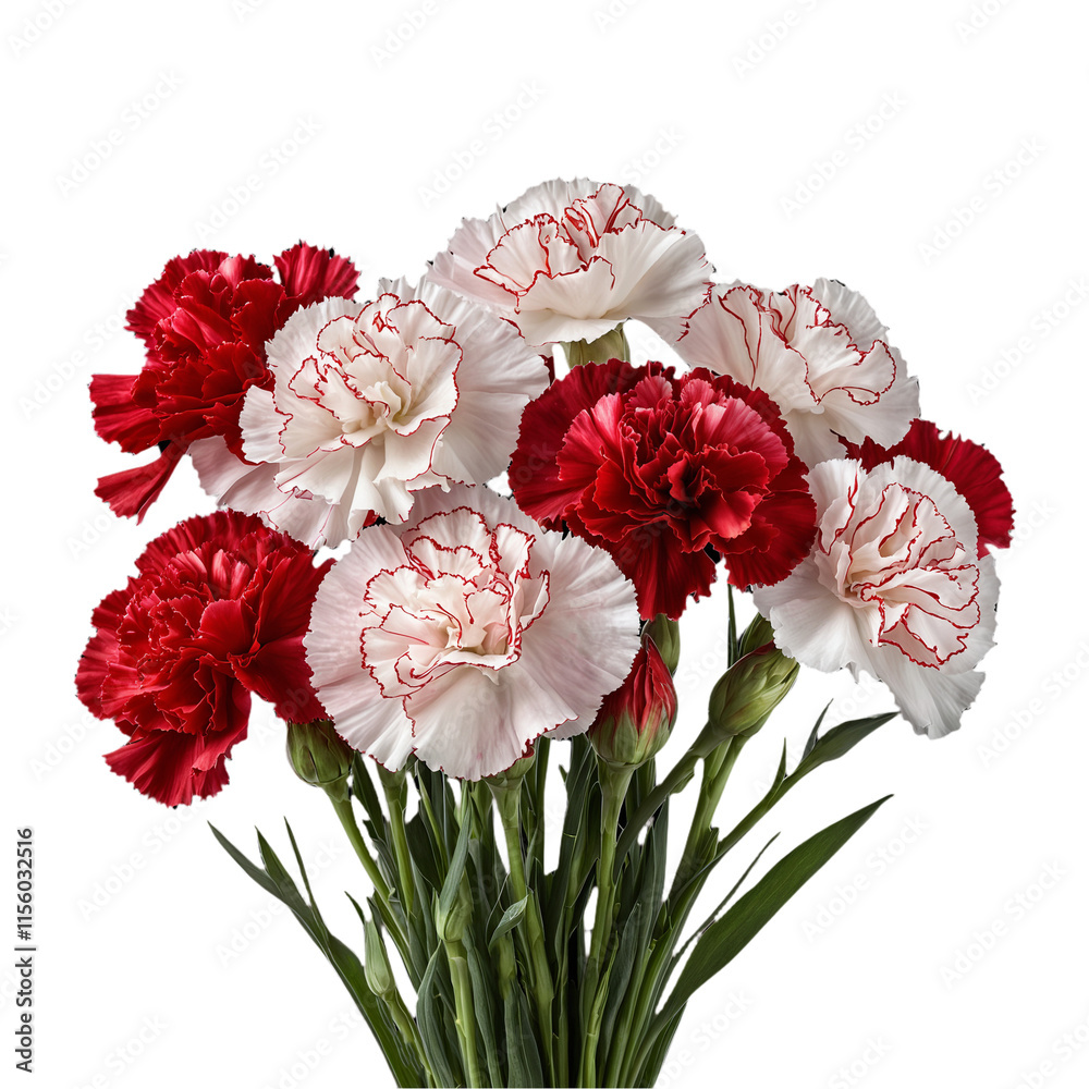 red and white carnation bouquet on a transparent background red and white carnation bouquet on a transparent background