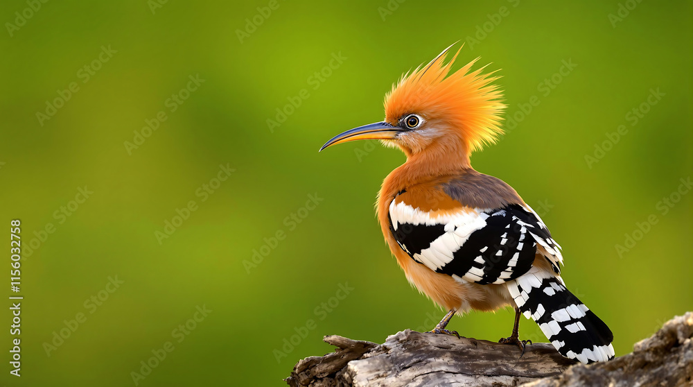 Fototapeta premium Close-Up of a Colorful Hoopoe Perched on a Wooden Branch
