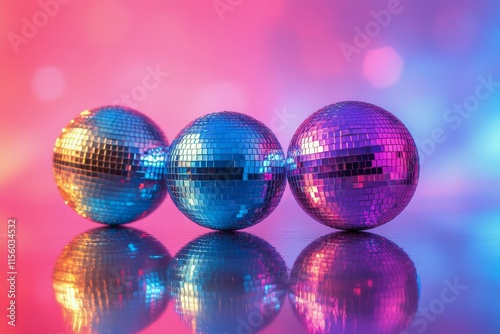 Colorful reflection of disco balls creating a vibrant atmosphere in a party s...