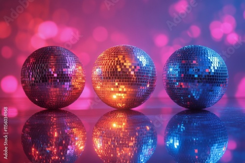 Colorful reflection of disco balls creating a vibrant atmosphere in a party s...