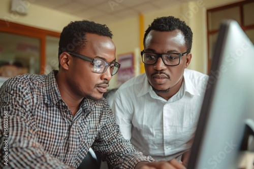 Focused individuals engaged in discussion during a lively tech event at a mod...