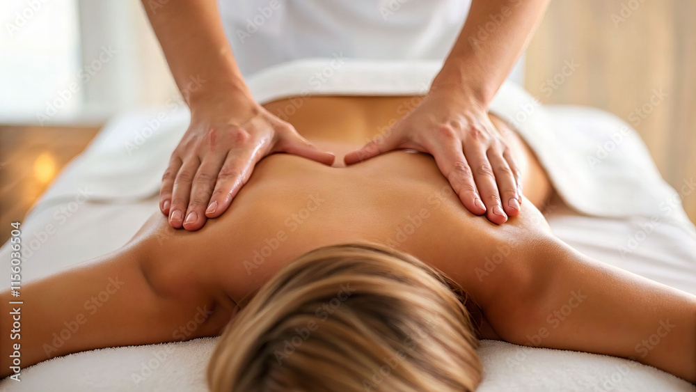 Fototapeta premium Relaxing massage session for comfort wellness spa indoor environment close-up viewpoint