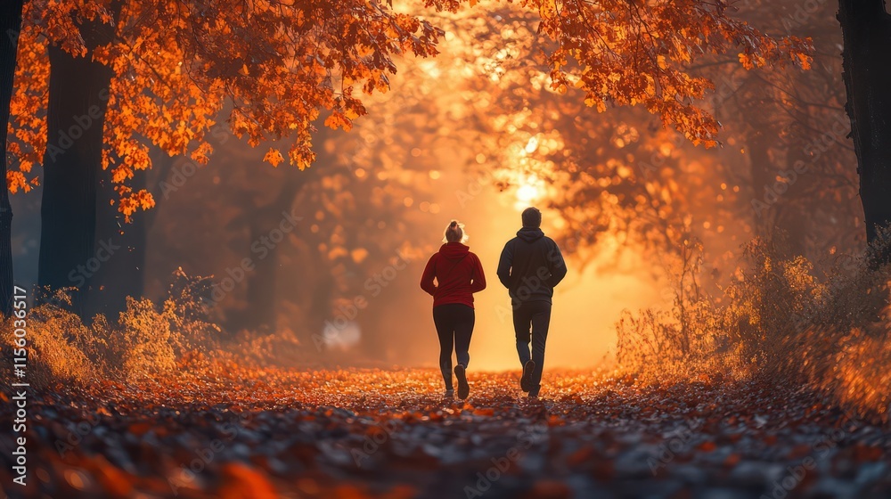 Fototapeta premium Couple doing sport together on the street. Morning run