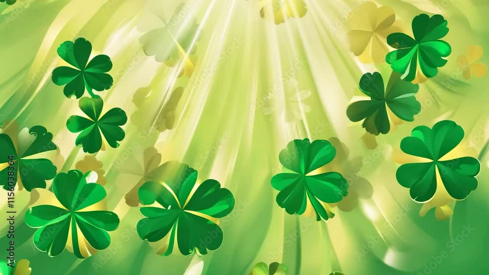 A vibrant green background filled with shamrocks, capturing the festive spirit of St. Patrick's Day and celebrating Irish culture, heritage, and good luck symbols.