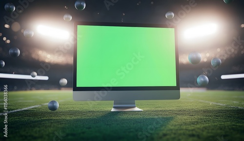 Green Screen Computer Stadium Setting Sports Balls Background photo