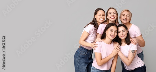 Portrait of many women on g...