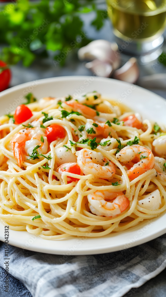 Traditional Seafood Pasta with Fresh Ingredients Traditional Seafood Pasta with Fresh Ingredients