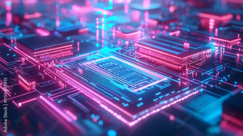 Magnified Microchip Designs Under Sharp Light Magnified Microchip Designs Under Sharp Light