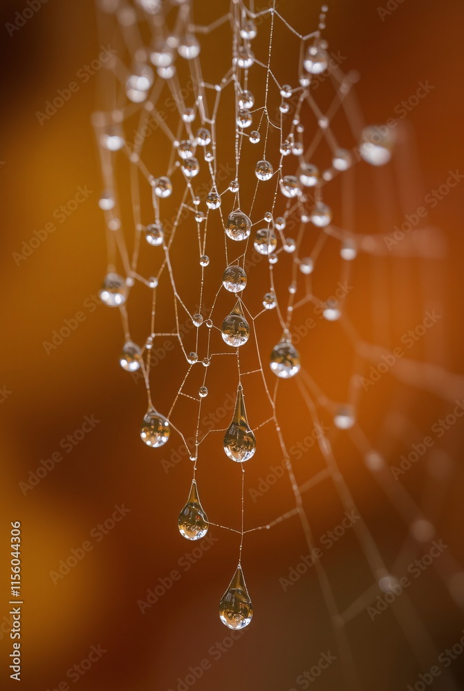 Obraz premium Macro Photography of Water Droplets on a Spider Web.