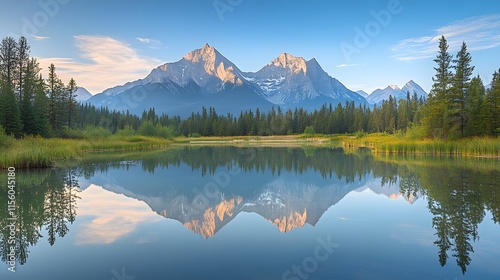 Wallpaper Mural Majestic Mountain Reflection In Calm Lake Water Torontodigital.ca