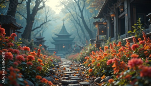 Serene Japanese Garden with Pagoda