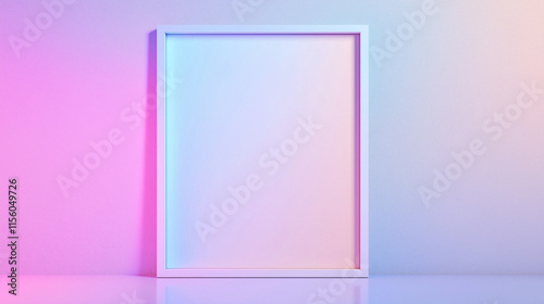 Abstract background with white frame, iridescent and holographic shades, with a white frame. Creative banners, space for text.