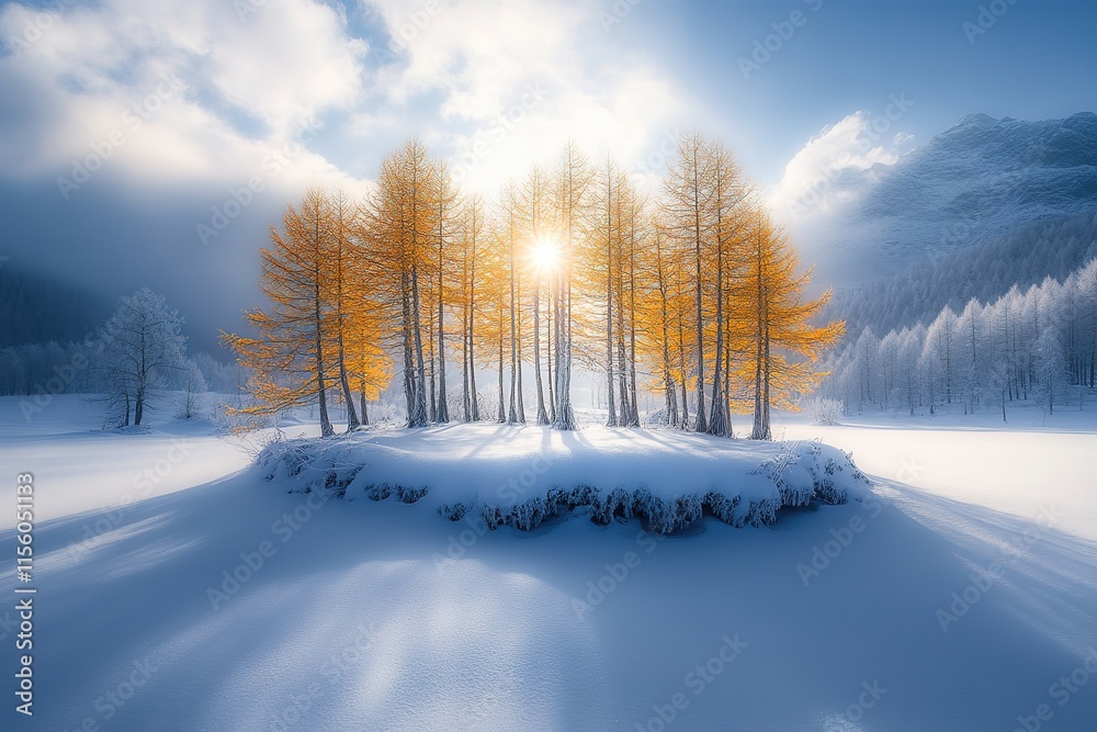 Trees in a snow field Trees in a snow field