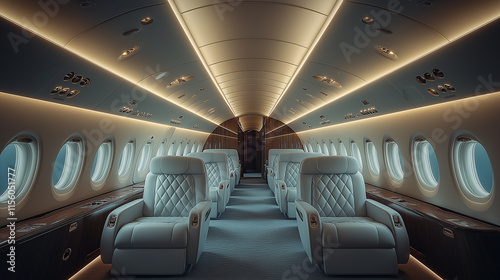 airplane interior vip jet business class cabin empty without people photo