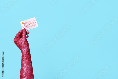 Painted female hand with gi...