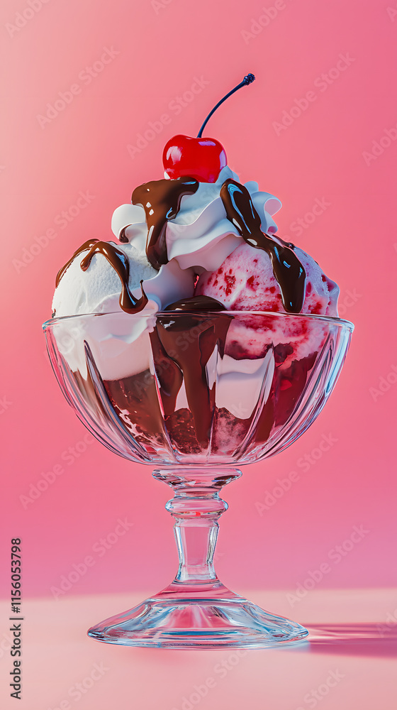 Playful Ice Cream Sundae with Whipped Cream and Cherry Playful Ice Cream Sundae with Whipped Cream and Cherry