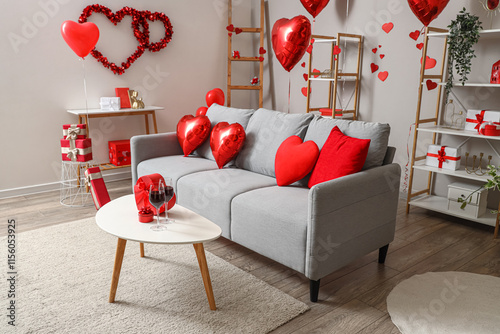 Interior of festive living ...