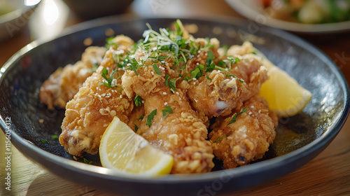 Rustic Plate of Fried Crispy Chicken: A Savory Indulgence