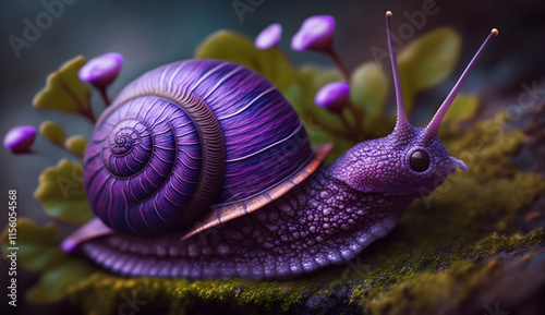 Graphic with a purple snail photo