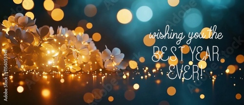 Illuminated Flowers and Sparkling Lights: Wishing You the Best Year Ever photo