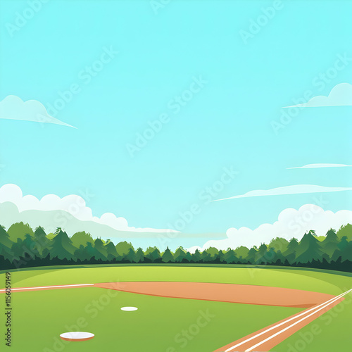 Illustrated simple scene of a softball game photo