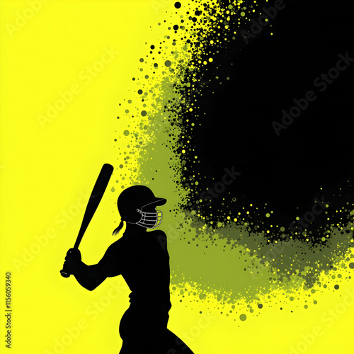 Illustrated simple scene of a softball game photo