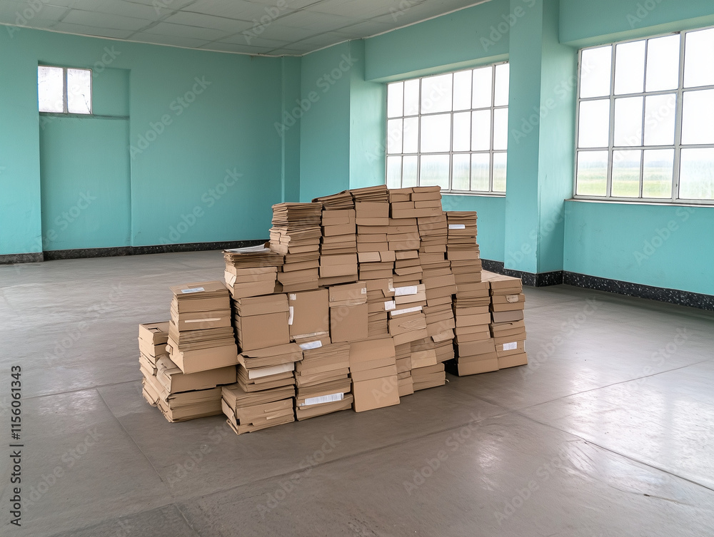 Fototapeta premium Unclaimed Mail and Packages Mound at Corner