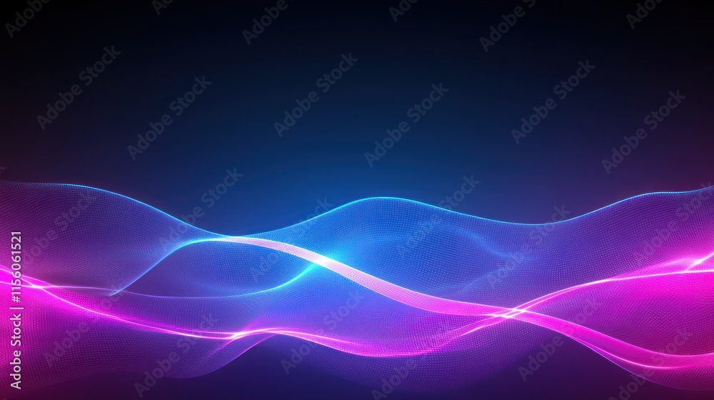Abstract glowing neon waves, blue and pink light streaks on dark background. Abstract glowing neon waves, blue and pink light streaks on dark background.