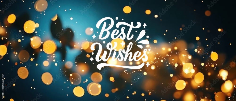 Fototapeta premium Sparkling Best Wishes Background with Golden Bokeh Lights