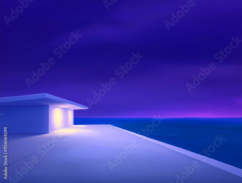 Electrified Glow Over the Causeway Skirting the Sea Illuminated Again