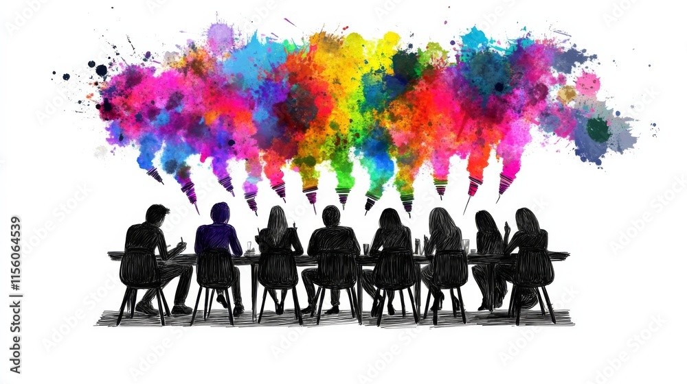 Creative Brainstorming Session in Artistic Atmosphere
