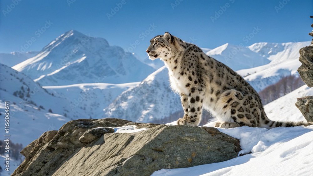 Obraz premium snow leopard in the mountains