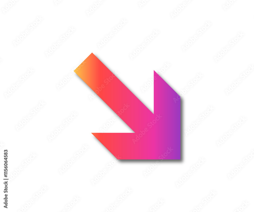 Down right arrow on a white background Down right arrow on a white background