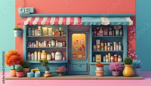 Wallpaper Mural Charming Pastel Shopfront with Beauty Products Torontodigital.ca